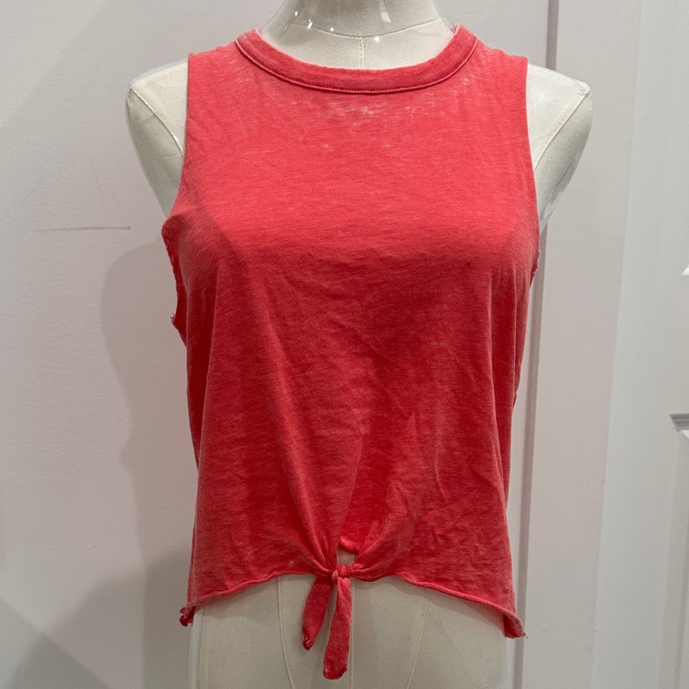 Chaser Coral Sleeveless Tie-Front Tank Top